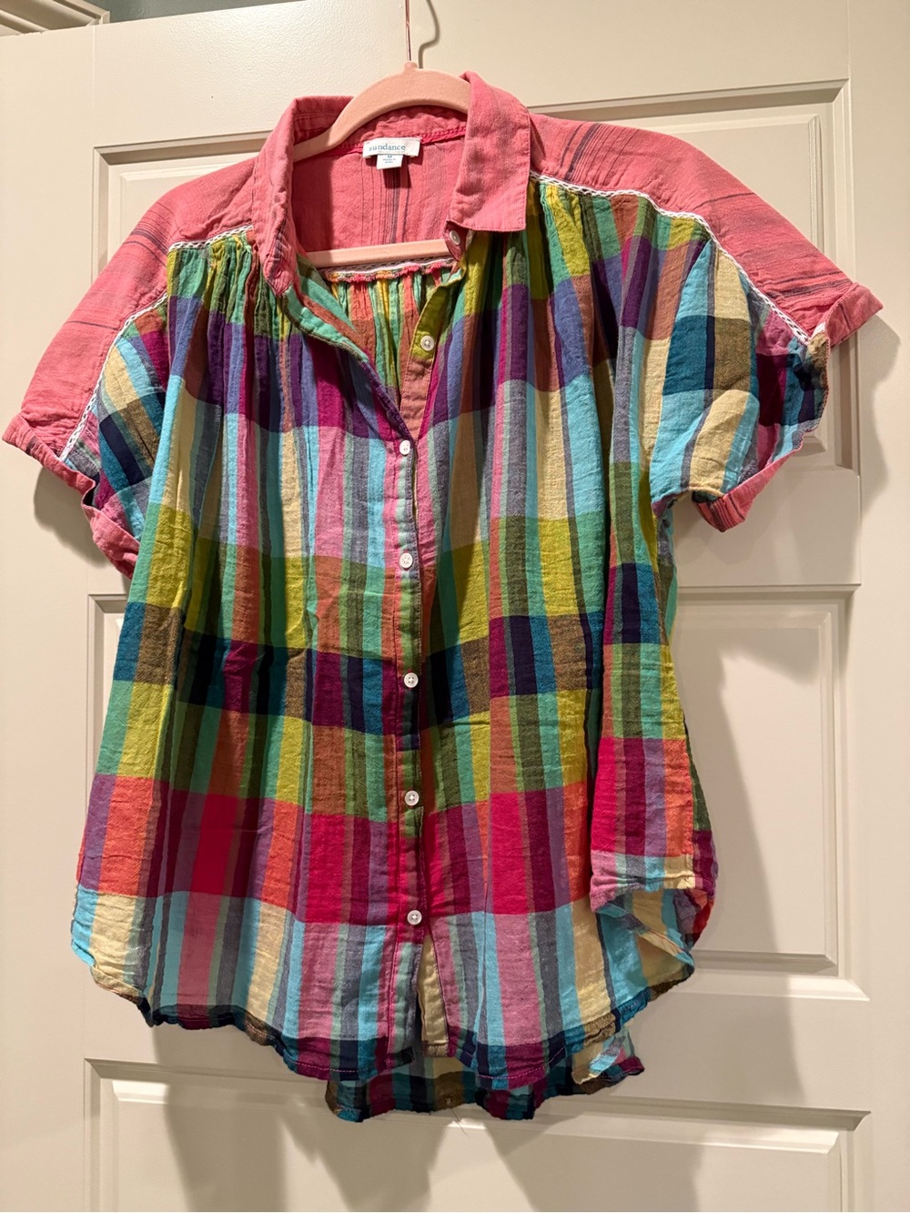 Sundance Colorful Plaid Button-Up Shirt M